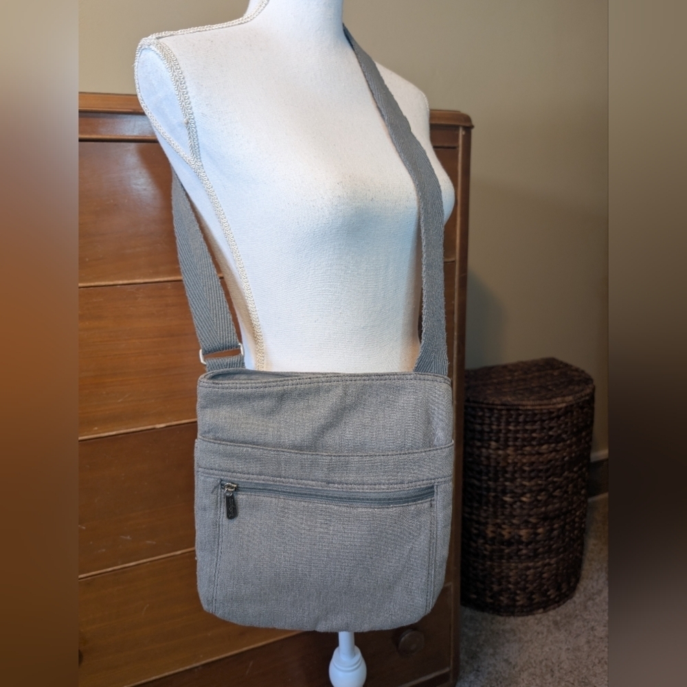 Thirty-One Organizing Crossbody Messenger Bag Purse Heathered Gray - Picture 2 of 10